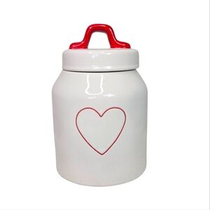RAE DUNN • Red Heart Canister - with Lid • 7" Tall